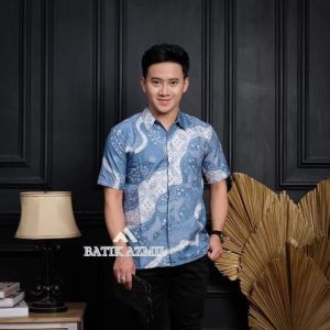 SIZE M L XL XXL  BSWART Batik HRB026 Kenongo Hem Pendek Padi Pekalongan M L XL Batik Pria MURAH