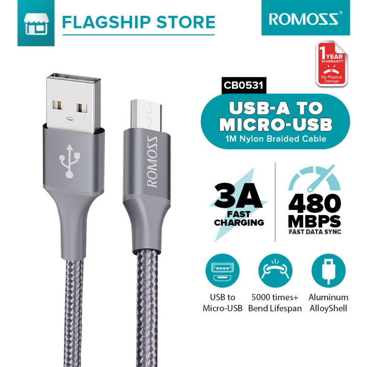 romoss-cb0531-1m-nylon-micro-usb-3a-charging-cable-fast-charger-data