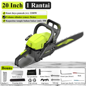 ZPER 20 Inch Mesin Potong Kayu 54.6CC sinso senso Chainsaw Gergaji Potong Pohon Kayu ZP050