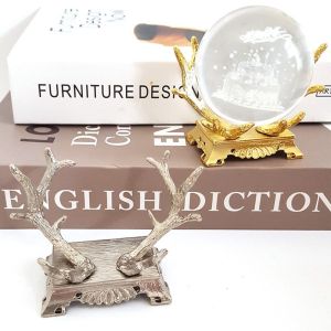 LIGHTER มงกุฎมงกุฎดอกไม้ ขาตั้งลูกบอลคริสตัล สีทองทอง เขากวางเขากวาง ที่วางลูกบอลคริสตัล ปรับแต่งได้เอง เงินสีเงิน ฐานลูกบอลคริสตัล การตกแต่งตกแต่ง