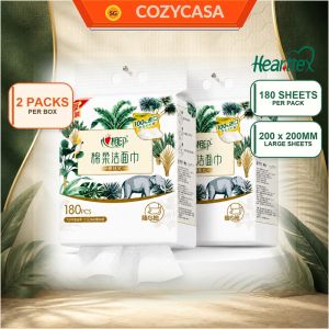 【CozyCasa】 【2Packs/Box】心相印Hearttex Cotton Soft Hanging Facial Tissue Towel 180 Sheets 200x200mm Large Soft Bathroom