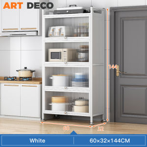 Kitchen Cabinet multi-layer microwave oven storage rack Storage Cabinet with flip top door kitchen rack dish cabinet Dapur Kabinet Rak Dapur