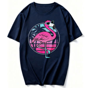 [Local Stock] HBESTY  Funny Flamingo Tropical Beach Summer Men Women T-Shirt Outdoors High Quality Cotton Short-sleev Y2k Top Harajuku Women Clothing