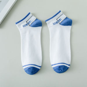 QSKS101 Kaos Kaki Wanita Warna Biru Putih Kaos Kaki Fashion