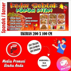 Spanduk Banner Kedai Seblak / Banner Jajanan Seblak / spanduk warung Seblak Ukuran 2 x 1 m
