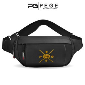 Tas Slempang Waistbag Bahu Pria PEGE Kinsey Tas Pinggang Casual Hitam Polos Waterproof Antiair - PG 9021