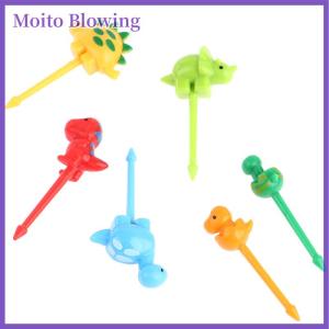 Moito 6ชิ้น/เซ็ตไดโนเสาร์มินิสัตว์การ์ตูนอาหาร Picks KIDS Snack Fruit Fork