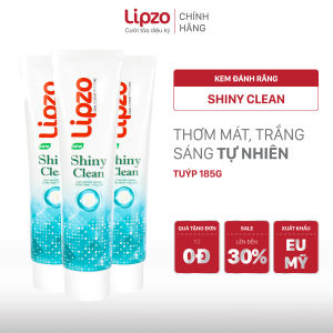 [Combo 3] Kem Đánh Răng Lipzo Shiny Clean Vị The Mát Diệt Khuẩn 185g Khử Mùi Không Bào Mòn Men Răng Từ Khoáng Chất Vỏ Sò