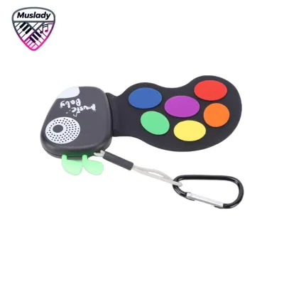 Muslady Trống Điện Tử Mini Silicon Có Thể Gập Lại Bàn Phím Di Động Móc Khóa Đồ Chơi Có Chip Âm Thanh Cho Trẻ Em Người Lớn Luyện Tập Âm Nhạc