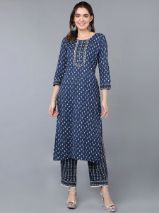 DEBAYU Cotton Kurti with Pants Set - Ethnic Printed Size S to XL Malaysia [Ahika]