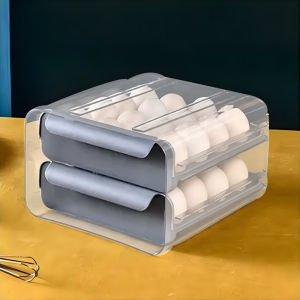 Huicome Tempat Telur 2 Tingkat Egg Storage Box Organizer / Rak Telur 2 Susun Kotak Telur / Box Penyimpanan Telor Rak Serbaguna