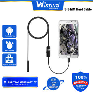 Wistino 5mm Endoscope Camera Hard Cable Flexible IP67 Waterproof Micro USB Inspection Borescope Camera for Android PC Notebook 6LEDs Adjustable
