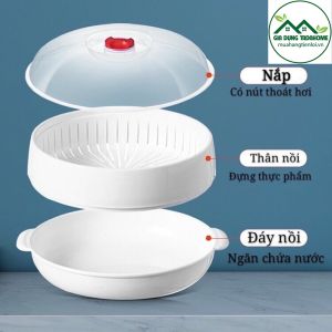 Bộ Khay Hấp Lò Vi Sóng 2 Tầng Chịu Nhiệt Tốt Việt Nhật 5625 - TADAHOME