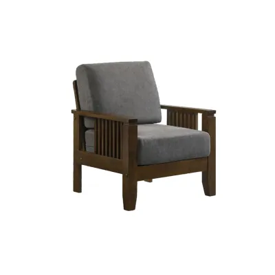 Wooden 1+2+3 Seater Sofa Set (Colour Walnut / Grey Cushion)