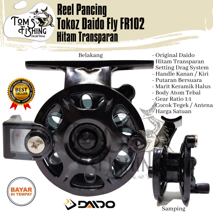 Reel Pancing Tokoz Tokos Daido Fly FR102 Hitam Mini (Kanan/Kiri) Murah  Tegek/Joran - Toms Fishing