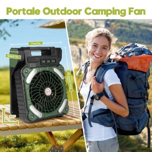 Portable Solar Fan Outdoor Camping Fan for Tents Rechargeable Folding Desk Fan with Lights Powerbank now
