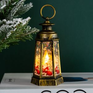 CHICSTOP Vintage Christmas Decorations Hanging Creative Hand-held Nightlights Xmas Battery Operated Christmas Snow Globe Lantern Childrens Gifts