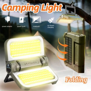 Solar Folding Camping Light Rechargeable With Magnetic Base 5 Modes Portable LED Outdoor Lantern