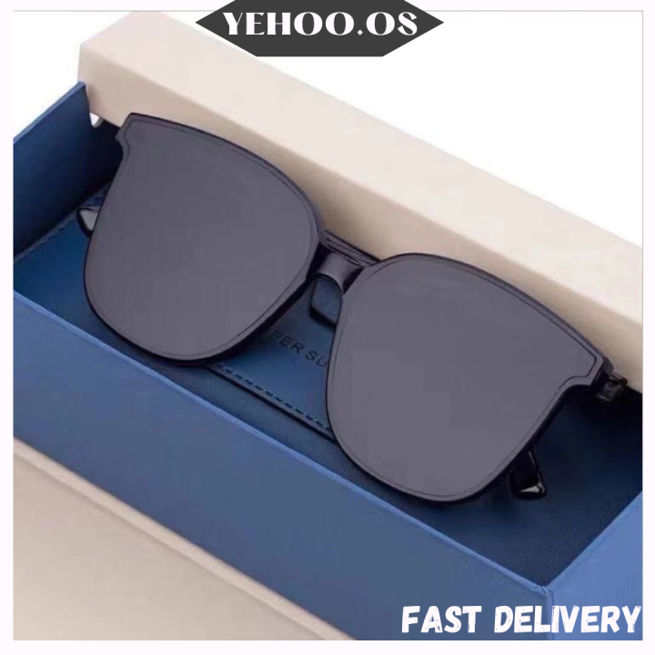 Korean Viral UV400 Sun Block Fashion Square Cat Eye Plain Black Sunglasses Mirror Dark Glasses Unisex