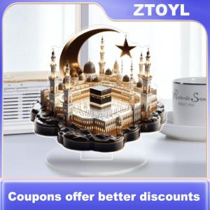 【ZTOYL】 2D Acrylic Moon Craft Decoration For Ramadan Castle Church Architecture Lslamic Decoration Muslim Family Gathering Table Gifts
