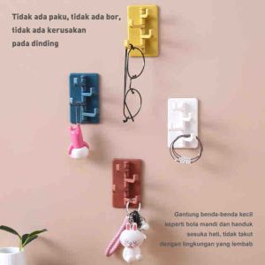 Gantungan Tempel Dinding Baju Kunci 4 Kait Serbaguna / Holder 4 rotasi / Gantungan 4 roatsi / Gantungan Baju / Gantungan Kunci / Holder K19