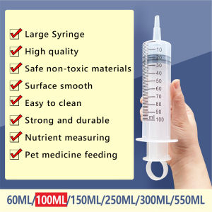 100-500ML Large Syringe Heavy Duty Injector with Hose Big Size Plastic Syringe Feeder for Pet Bird Pigeon Dog Cat Animals