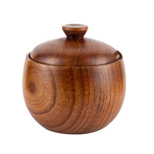【LocaL Shipping】Vogvigo Natural Wooden Salt Cellar Box Spice Jar Sugar Bowl Pepper Box Salt Seasoning Container Storage Box with Lid and Spoon Kitchen Tool Salt Holder Keeper