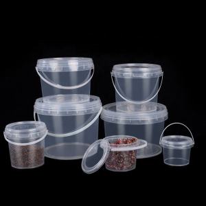 Food Grade Plastic Thickened Transparent Water Bucket Sealed Packaging Handheld Ice Cream Milk Tea Snack Lid Crab Bucket