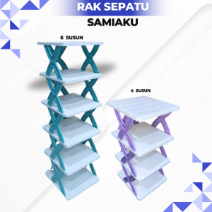 Samiaku Rak sepatu sendal rak sendal modis motif kayu futuristik rak portable serbaguna