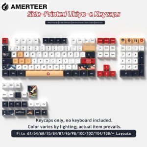 Ukiyo-e Theme Cherry Profile 128keys PBT&PC Side Print Dye-Sub Keycap set for Mechanical Keyboard