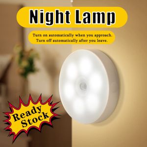 Motion Sensor Lights LED Night Light Battery Rechargeable Battery Powered Stick on Closet Bathroom Stair Wall Hallway Cabinet Indoor Lights Warm White