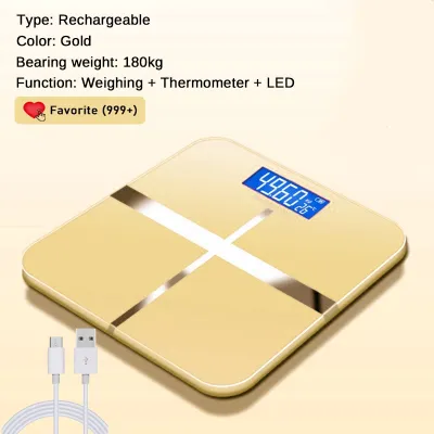 [READY STOCK] LED Digital Body Scale Weight Scale High Accuracy Smart Digital Body Fat Weighing Scale Penimbang Berat Badan USB Rechargeable 體重秤 電子秤