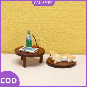 CANAMEK✨ Bàn tròn thu nhỏ Nhà búp bê 1:12 Bàn Cà Phê Trà Bàn cuối cùng Có thảm đồ nội thất mô hình đồ chơi trang trí phụ kiện nhà búp bê