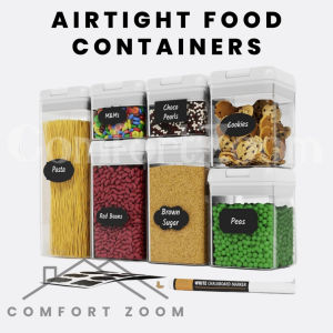 Airtight Food Storage Container with Lid / BPA Free Clear Plastic Cereal Container with Lock Lid