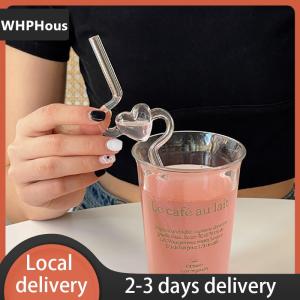 [COD] WHPHous Ship within 24 hours Love-shaped Heat-resistant Straw High-value Girl Heart Tube Juice Drink Household Transparent Straw Reusable