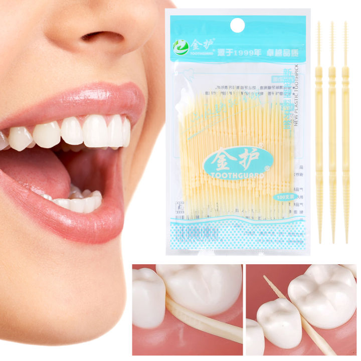 [MORLY] [MORLY] 100 Pcs/pack Double-Ended Toothpick Interdental Flosser ...
