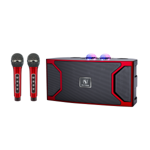 Wireless dual-microphone karaoke speaker/ Portable Bluetooth karaoke speaker/ Family party KTV with LED colorful lights