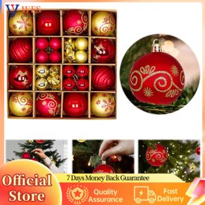 44Pcs Christmas Ball Ornaments Set for Festive Holiday Decoration with Red Green Gold Colors for Christmas Tree and Home Decor