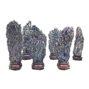 carborundum Ornaments 天然七彩矿石碳化硅矿物晶体教学标本孔雀彩矿石原石摆件