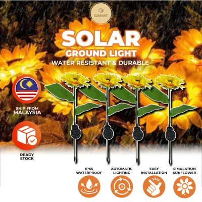 Sunflower Solar Ground Light IP65 Waterproof Lawn Light Flower Pathway Lamp for Outdoor Garden Decorative Wedding Deco
