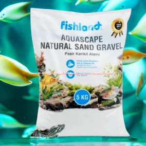 Fishland 5kg Aquascape Natural Sand Gravel Pasir Kerikil Alami Aquarium Snow Sand 0.4-0.6mm