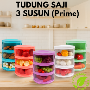 TUDUNG SAJI 3 Susun Lebih Tebal FOOD GRADE Sudah Dirakit dan Siap Digunakan Praktis Tempat Penyimpanan Makanan Multi Layer Food Cover
