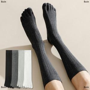 [COD] Buin Men Toe Socks Long Cotton Simple Business Stockings Breathable 5 Finger Socks Calf For 4 Seasons