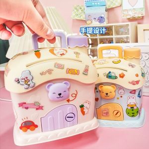 Little Bear Piggy Bank Children House Coin Holder Piggy Banks Safe Box Mysterious Box Cute Room Decor Cash Savings Bills Moneybox