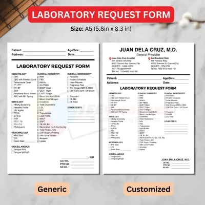RX Laboratory Request Pad A5 size | Doctors Pad | 50-100 leaves | Lab Request Form