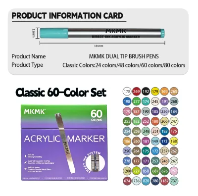 MKMK Acrylic Brush Markers 80 Colors Paint Pen Set Ink Control Liquid Straight System Soft Brush Tip Acrylic Marker Kit for Rock Painting Canvas Wood Glass Ceramic and DIY Art Supplies