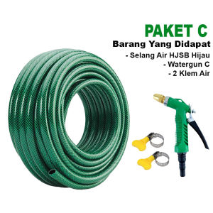 YIKUO Selang Air Cuci Motor 10 Meter Sampai 30 Meter Sepaket Selang Semprotan Air Selang Benang Anti Lumut 1/2 Inch Dengan Konektor Selang Cuci Mobil Siram Tanaman
