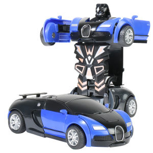【COD】One-key 2 In 1 Collision Transformation Robot Car Deformation Model Plastic Inertial Car Toy Action Collision Transforming Vehicles for Boy