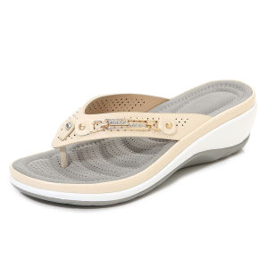 [Free Shipping] New WomenS Sandals With Metal Buckle Beach Sandals Summer Wedge Heel Fashionable Casual Large Size WomenS Sandals