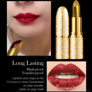 Pearlescent gold powder lipstick/Shining non-stick lipstick/Beauty makeup